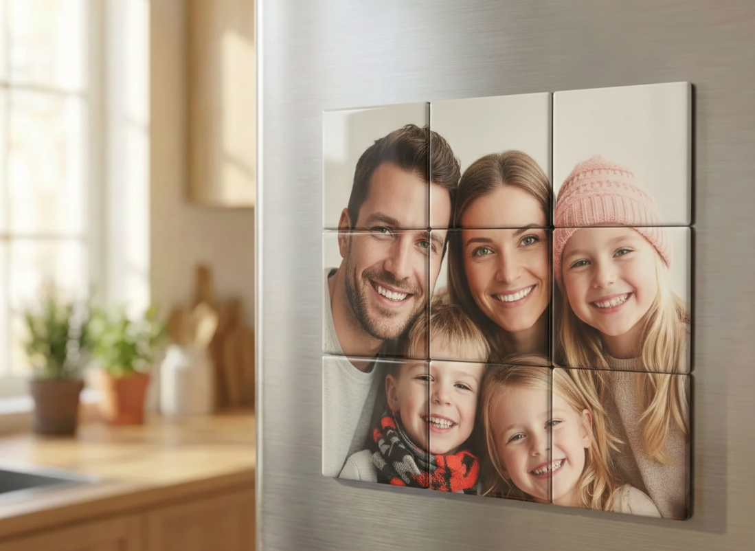 Custom Puzzle Photo Magnets – Set of 9 Squares (2.5″ × 2.5″)